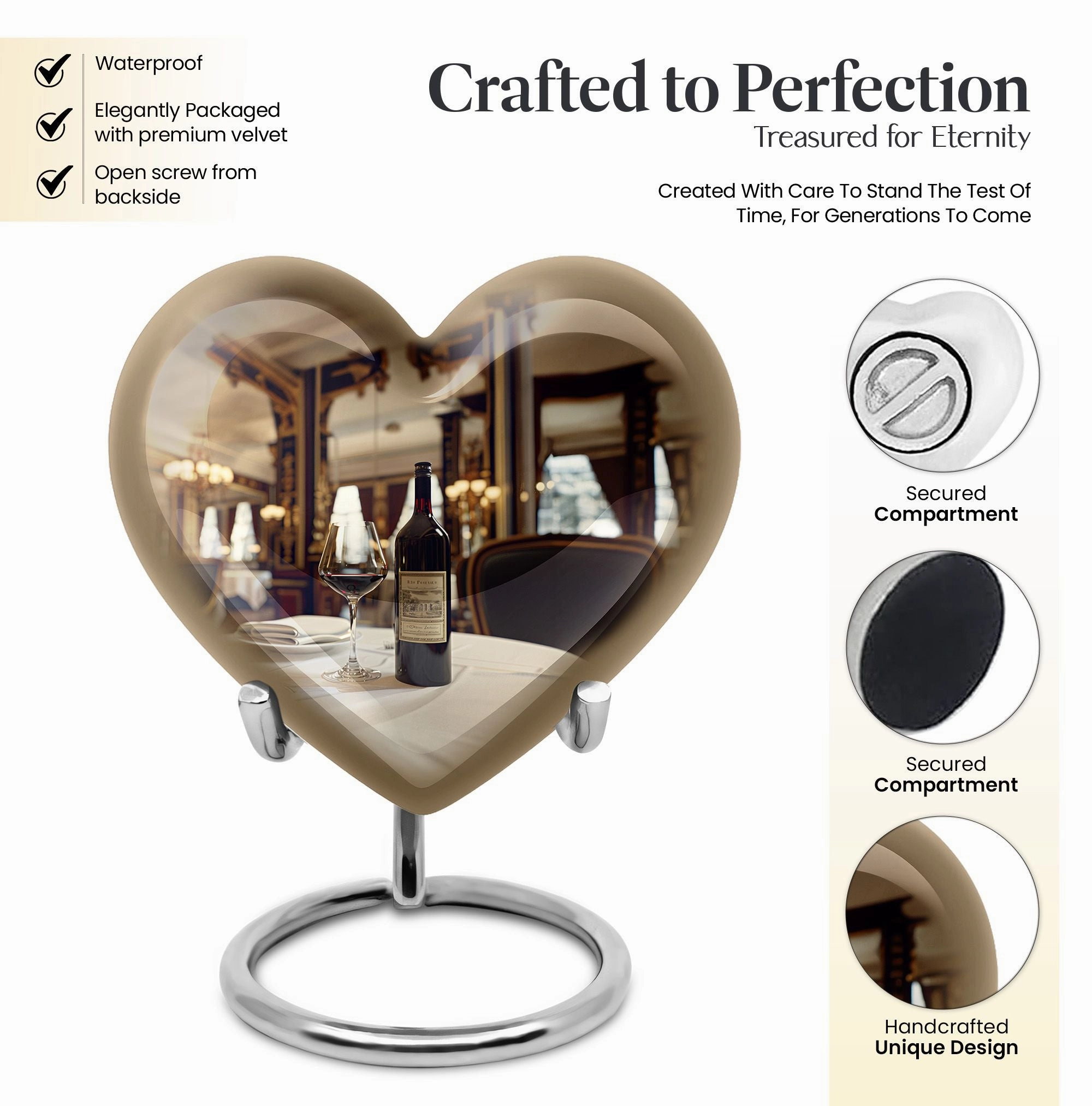 Personalized Cremation Abstract Heart Wine Urn for Adult Ashes