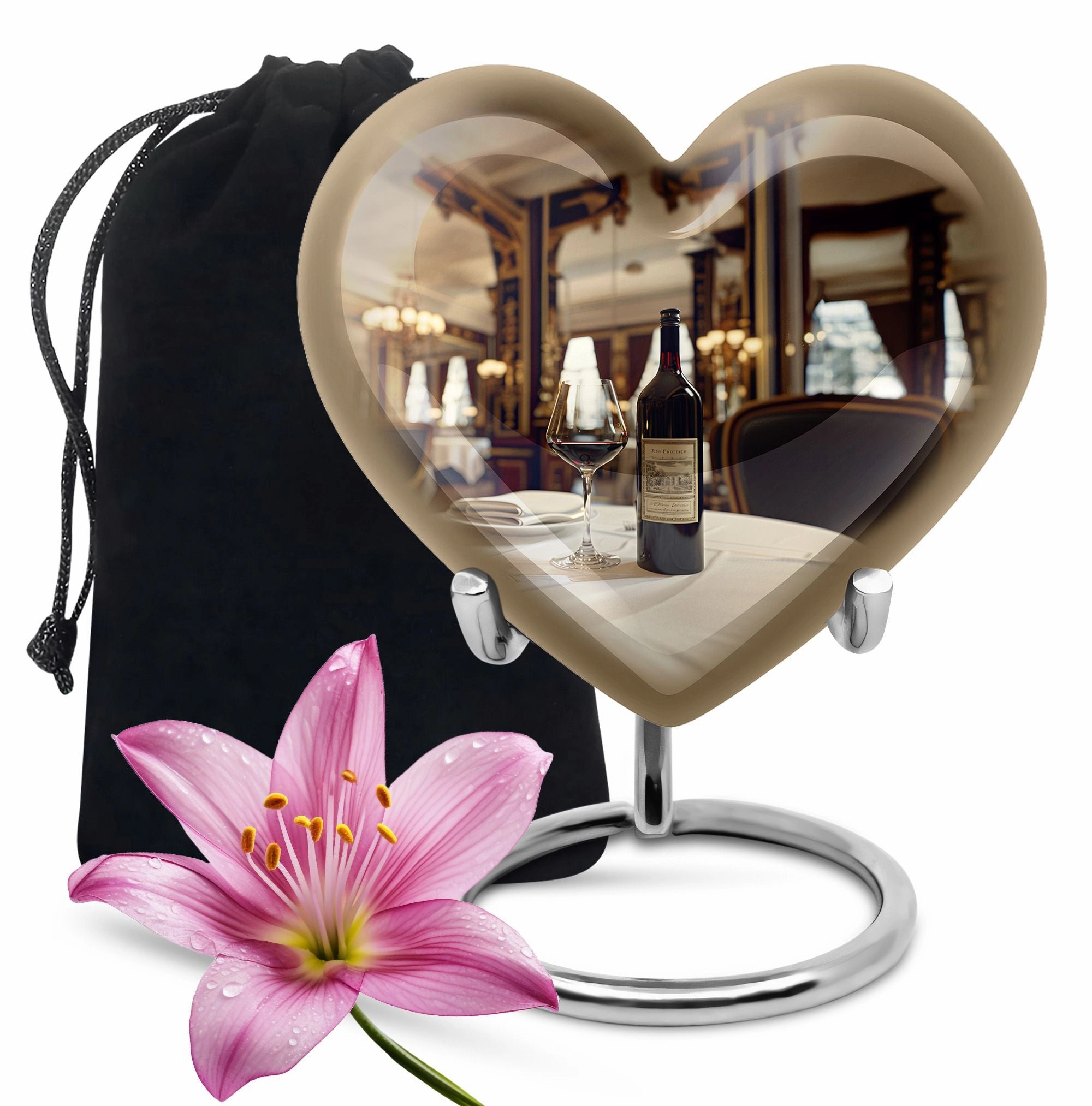 Personalized Cremation Abstract Heart Wine Urn for Adult Ashes