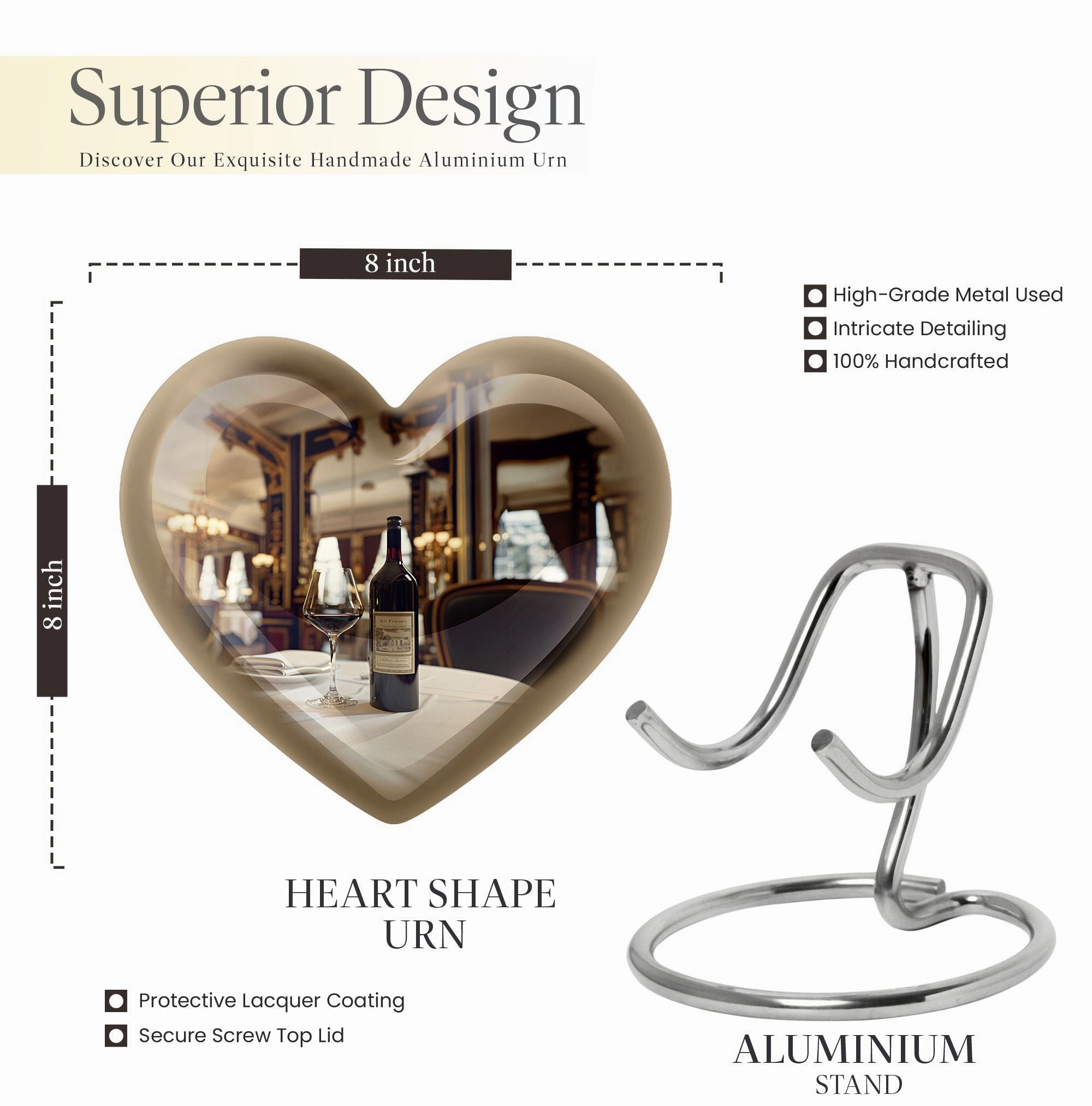 Personalized Cremation Abstract Heart Wine Urn for Adult Ashes