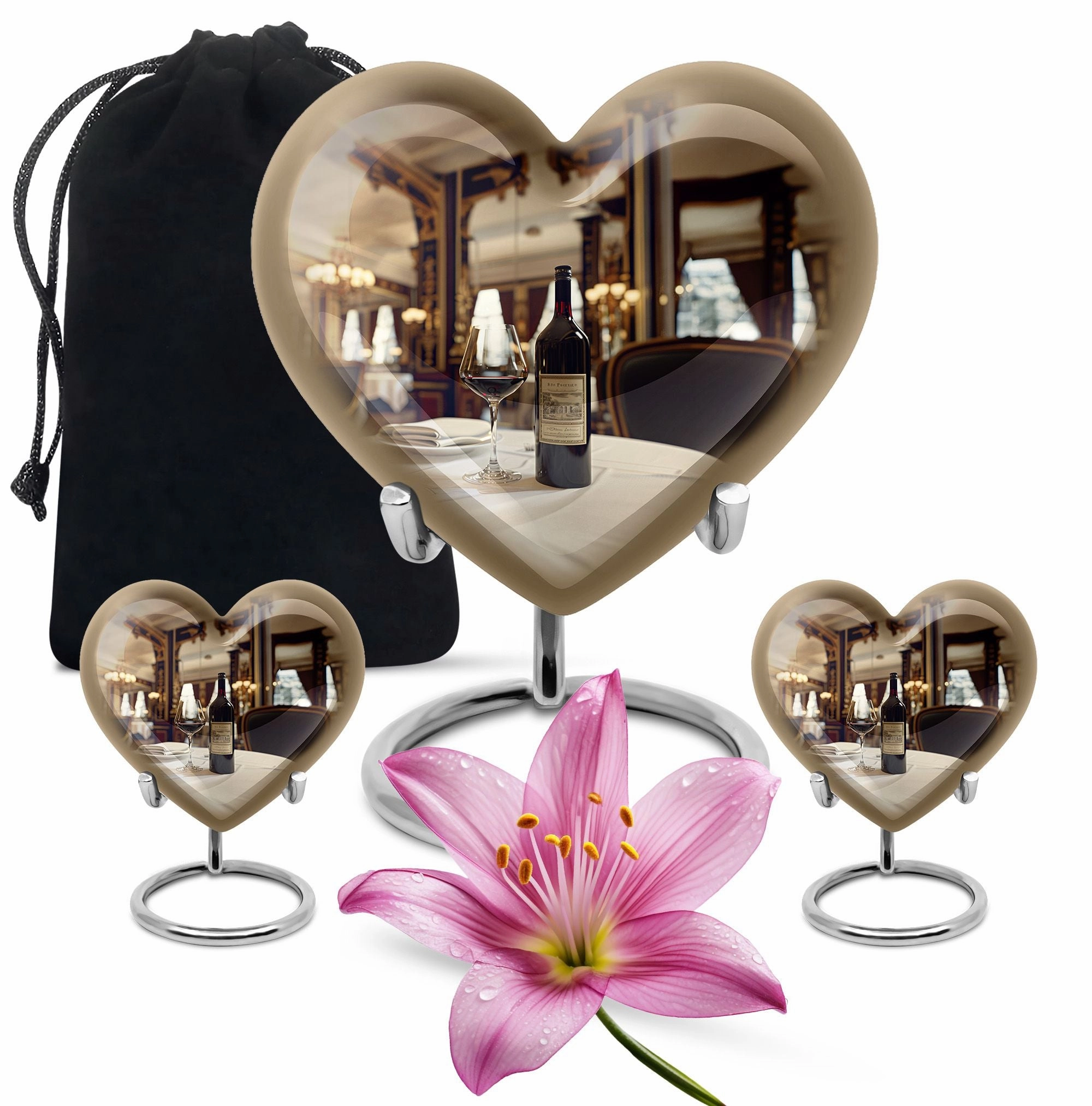 Personalized Cremation Abstract Heart Wine Urn for Adult Ashes