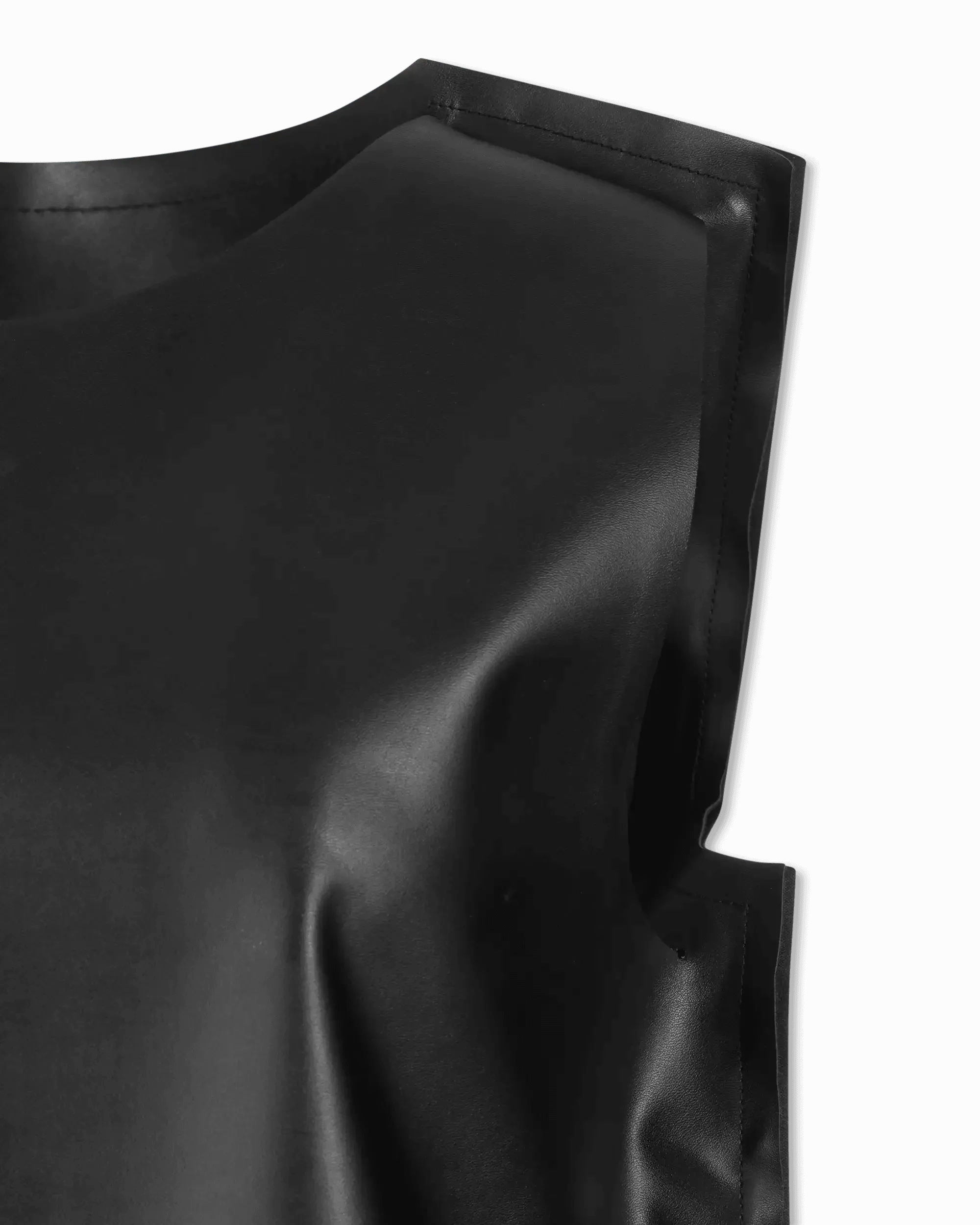 Sleeveless Faux Leather Boxy Top