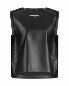Sleeveless Faux Leather Boxy Top