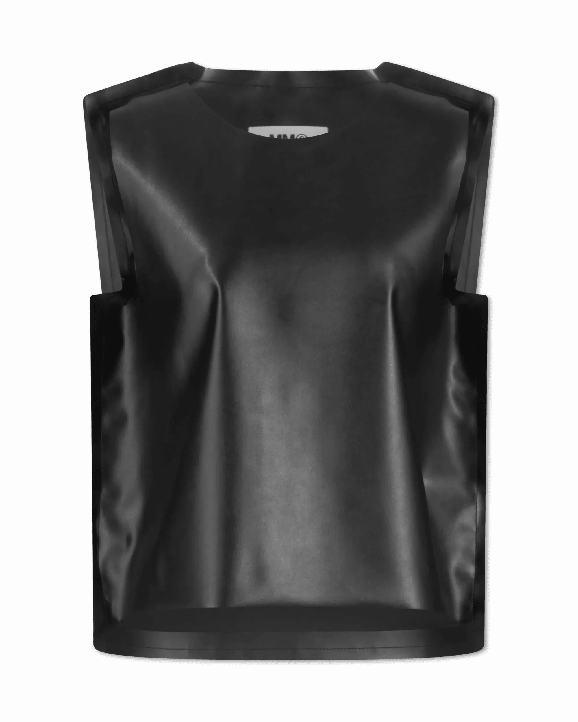 Sleeveless Faux Leather Boxy Top