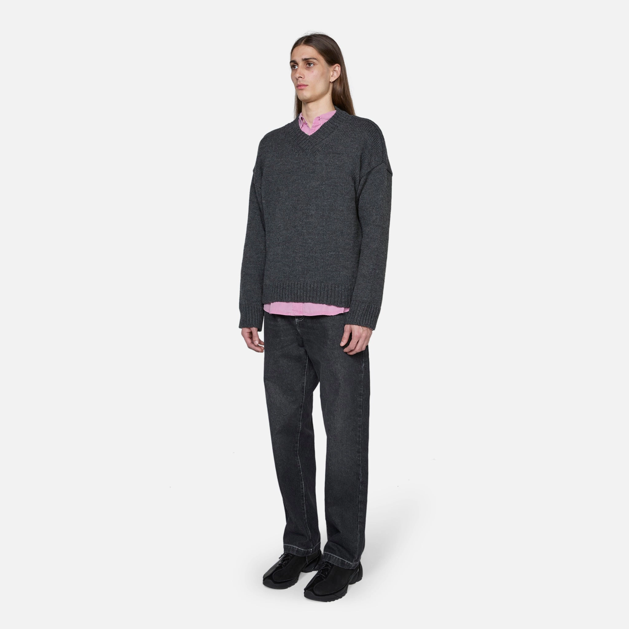 Sonar V-Neck Ash Melange Stately Wool