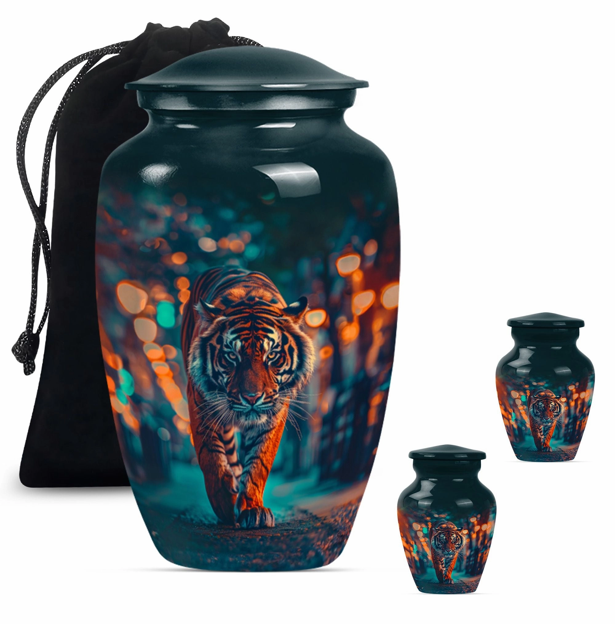 Tiger Urn Cremation Vessel for Women's Ashes