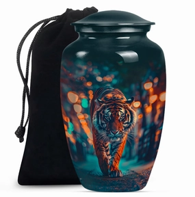 Tiger Urn Cremation Vessel for Women's Ashes