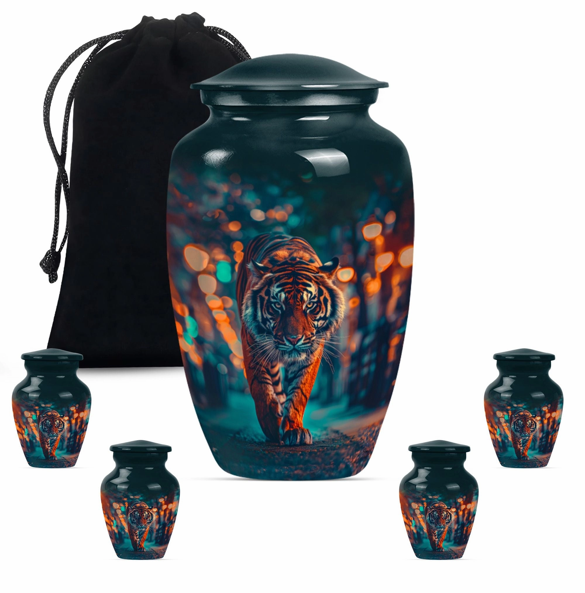 Tiger Urn Cremation Vessel for Women's Ashes