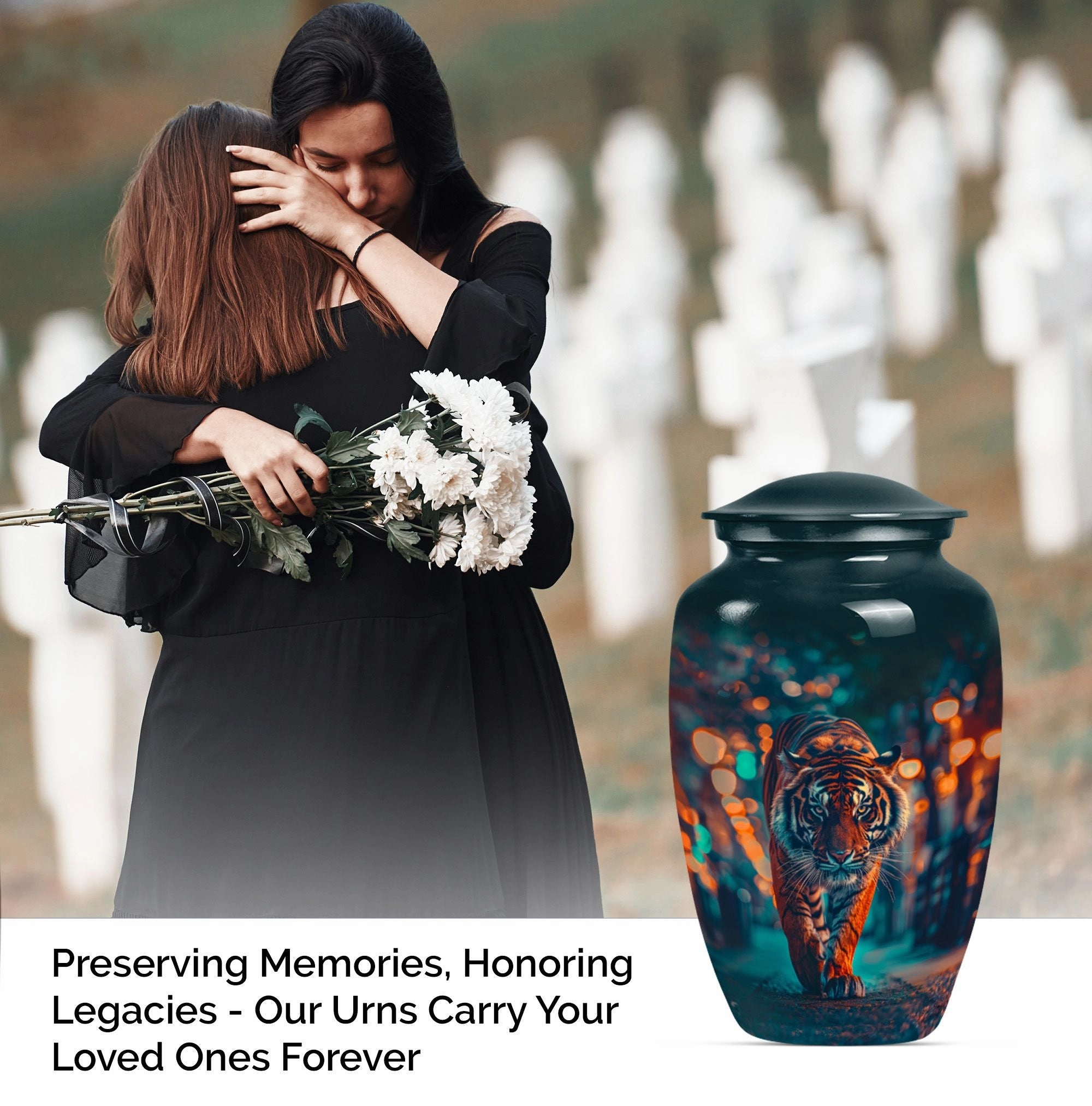 Tiger Urn Cremation Vessel for Women's Ashes