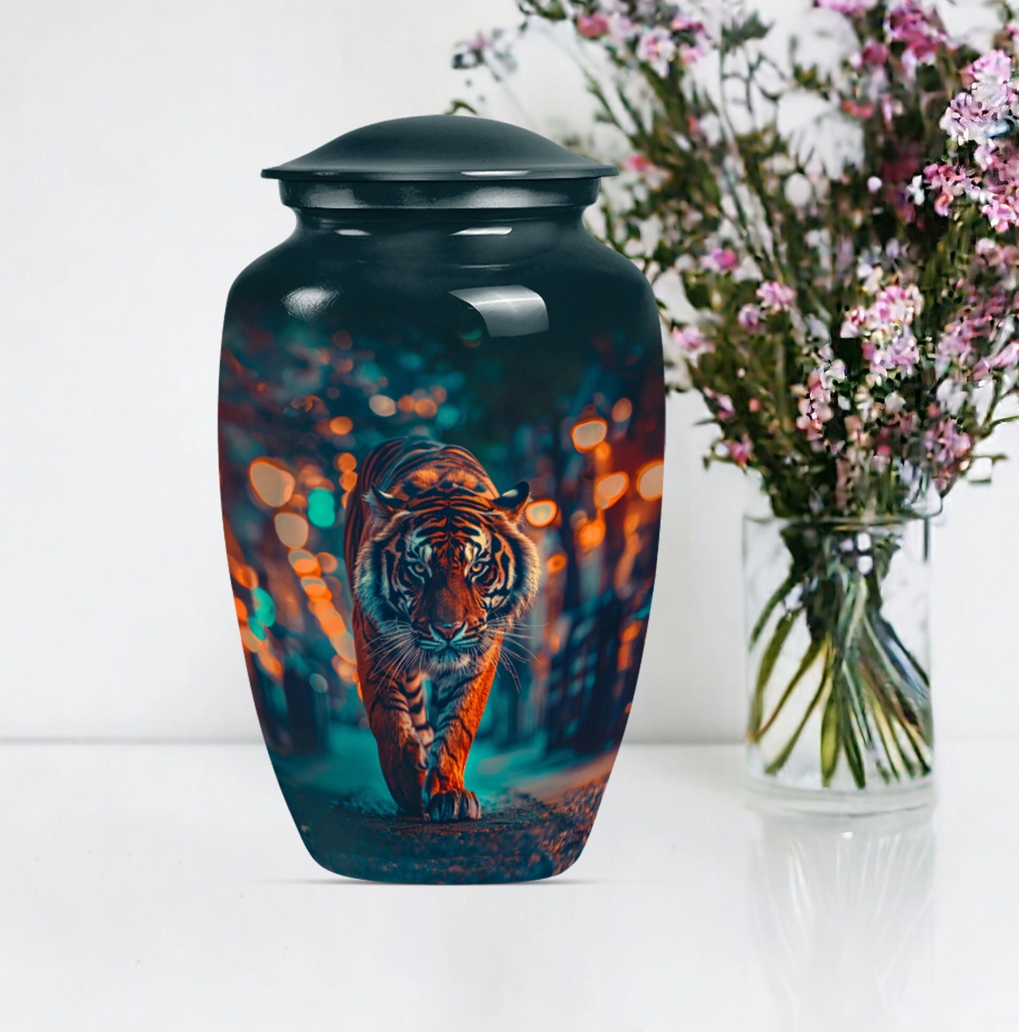 Tiger Urn Cremation Vessel for Women's Ashes