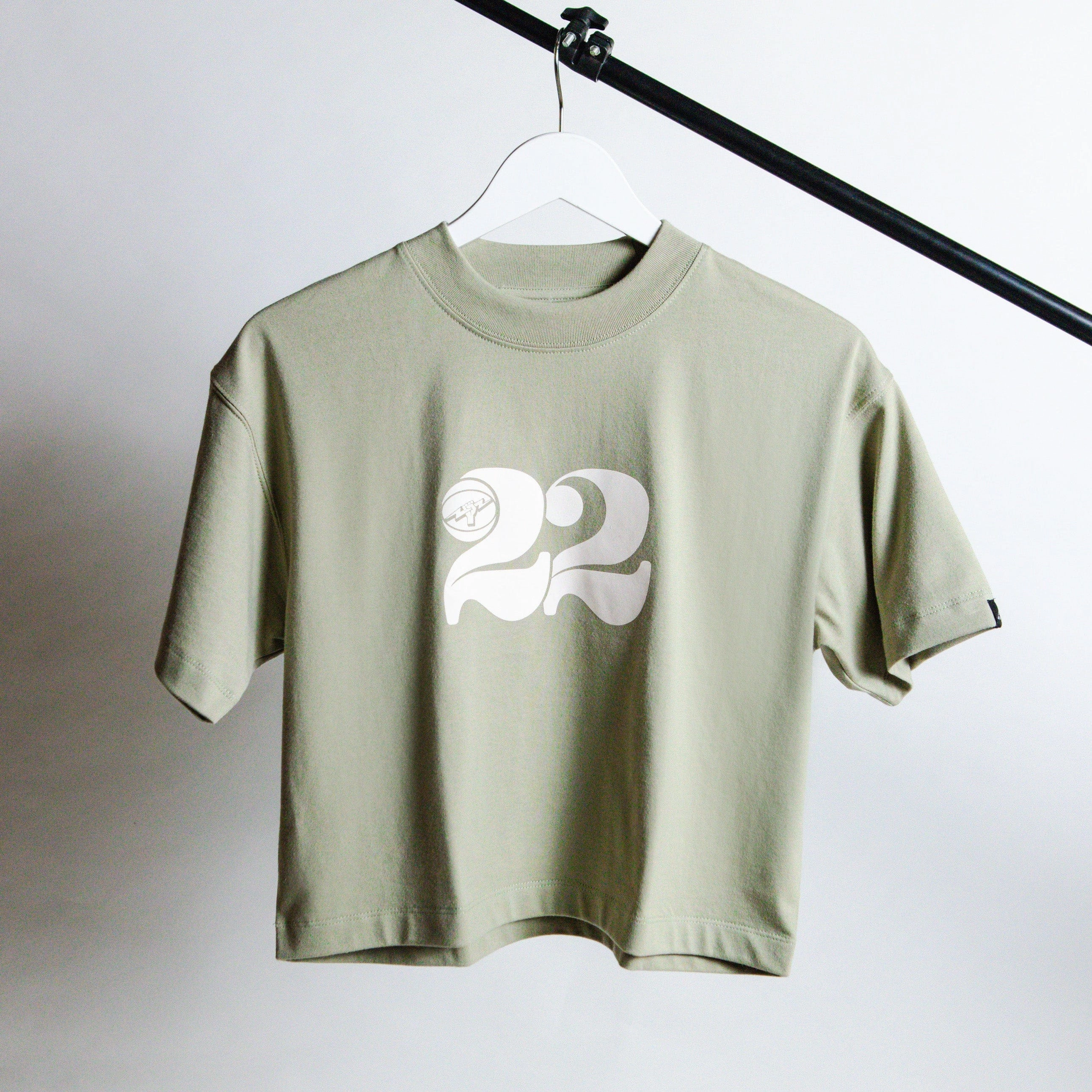 Titan Staples 22 Logo Women's Cropped Boxy Tee - Dusty Green