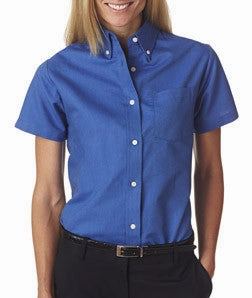 UltraClub Ladies' Classic Wrinkle-Free Short-Sleeve Oxford