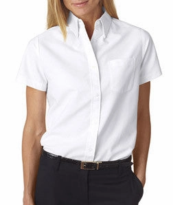 UltraClub Ladies' Classic Wrinkle-Free Short-Sleeve Oxford