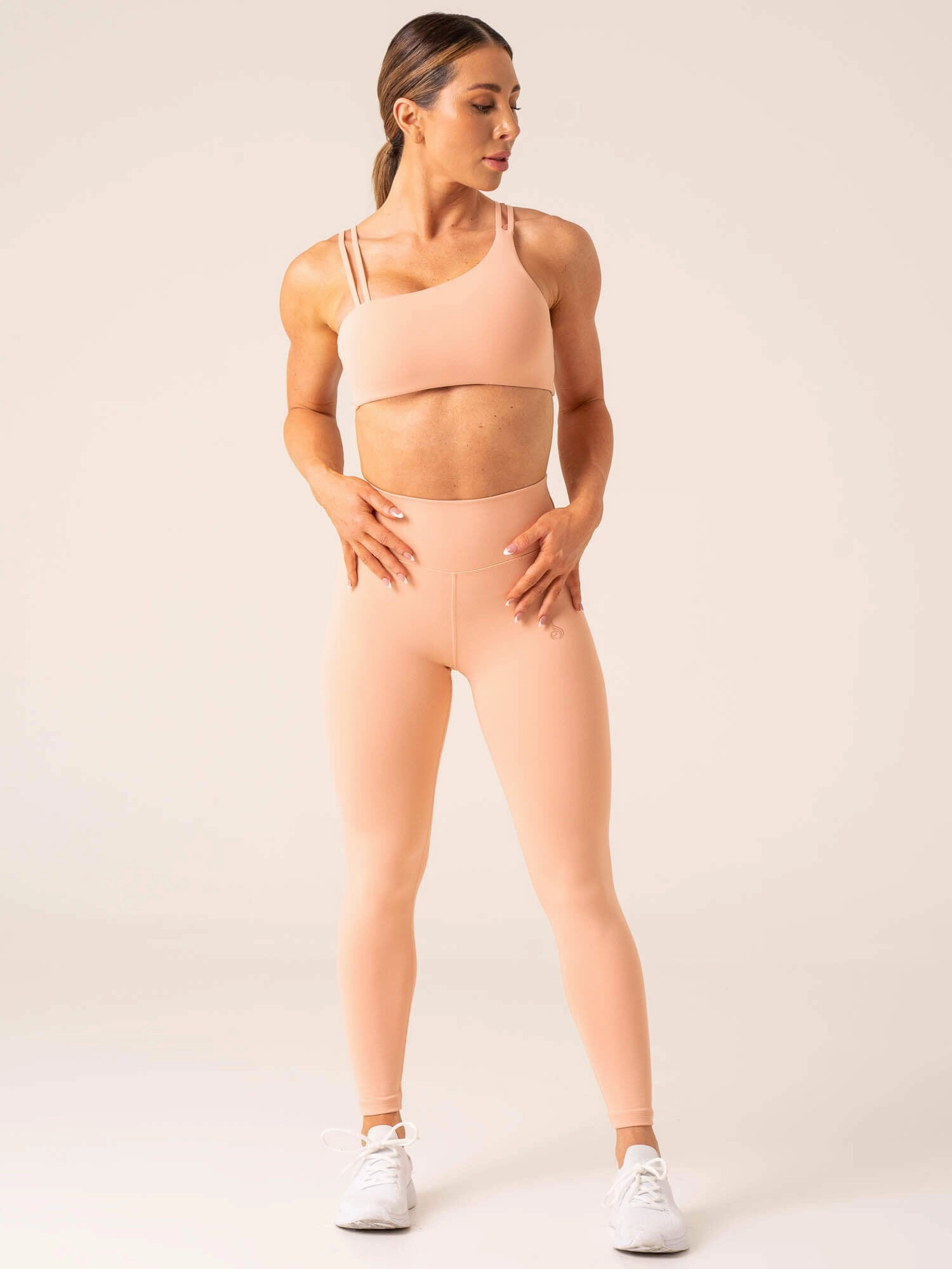 Unstoppable One Shoulder Sports Bra - Peach