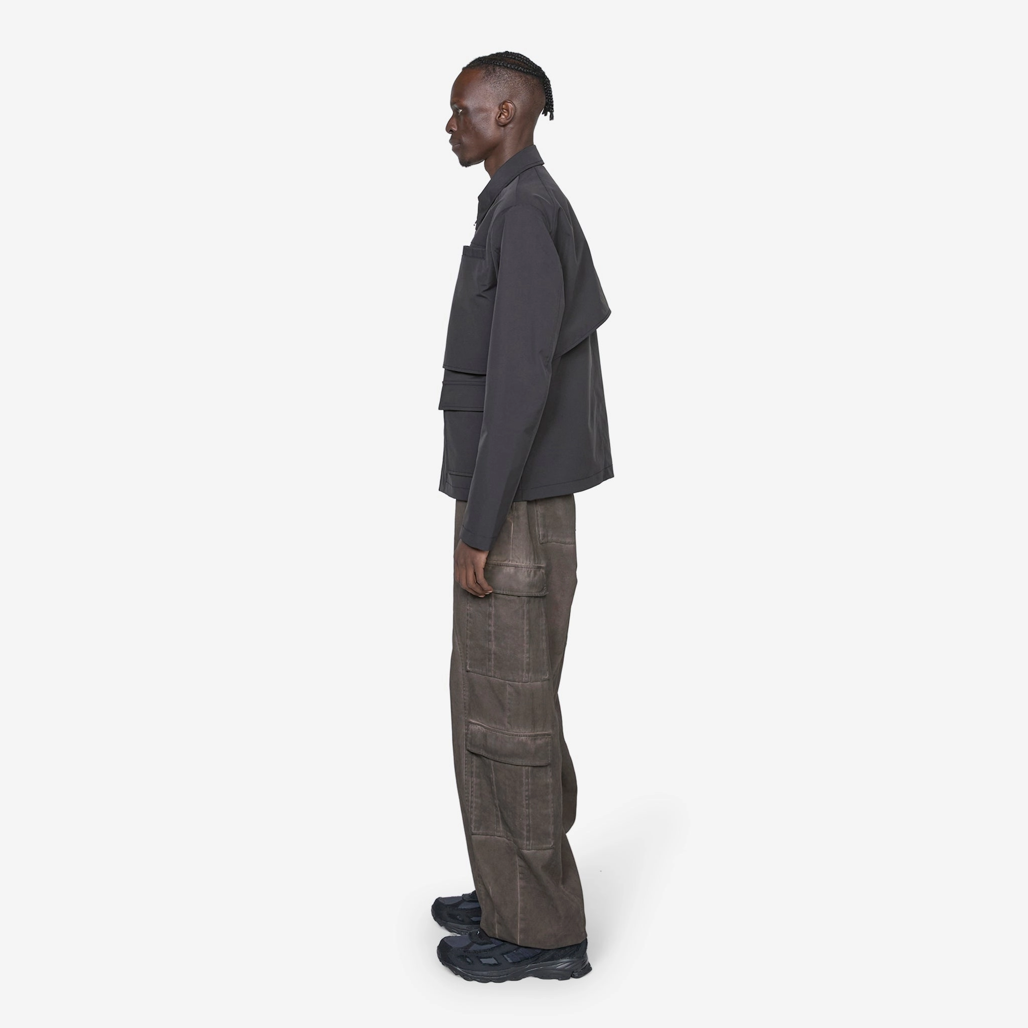 Washed Layered Boxy Jacket Black